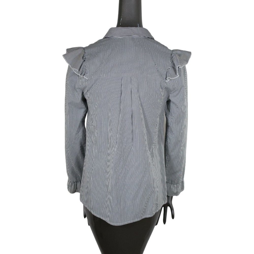 Suno NWT Grey Embroidered Metallic Shirt 2 Ruffle Button Longsleeve Blouse Top - Picture 4 of 6